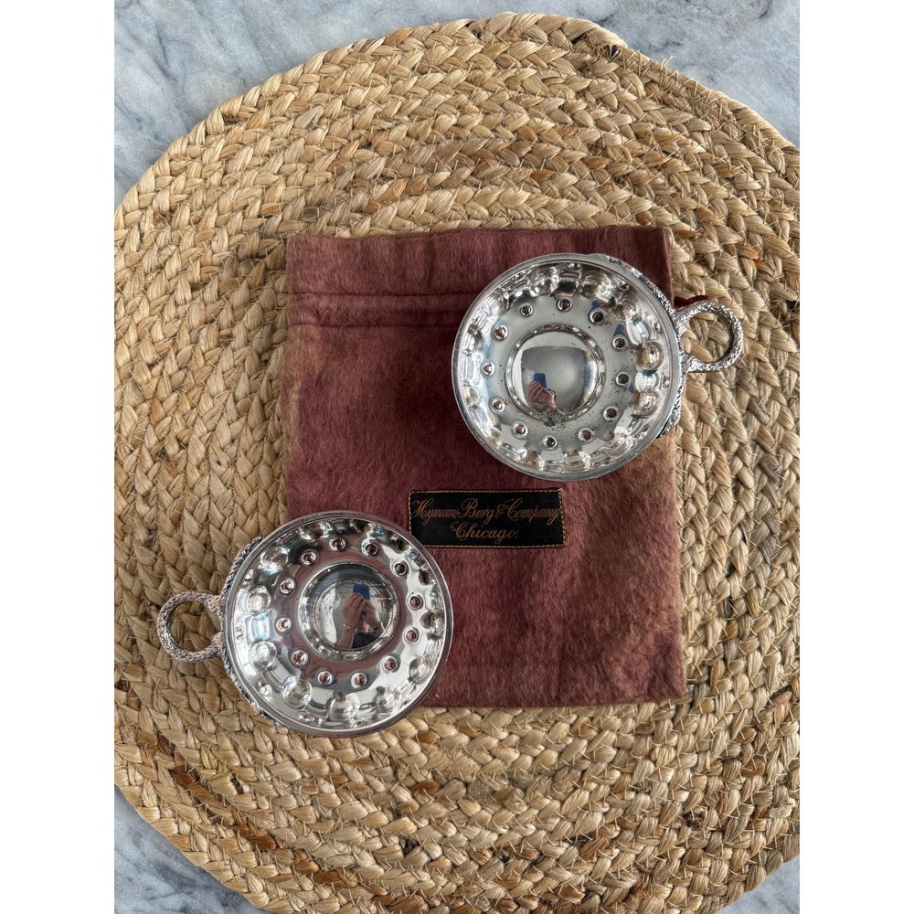 Set of 2: Sheffield (England) silverplated copper taste vins, serpent handles